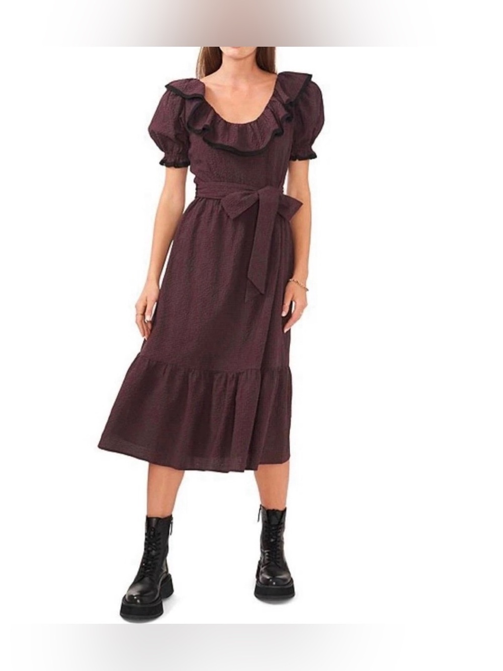 Chelsea & Violet Gingham Ruffle Midi Dress Size M